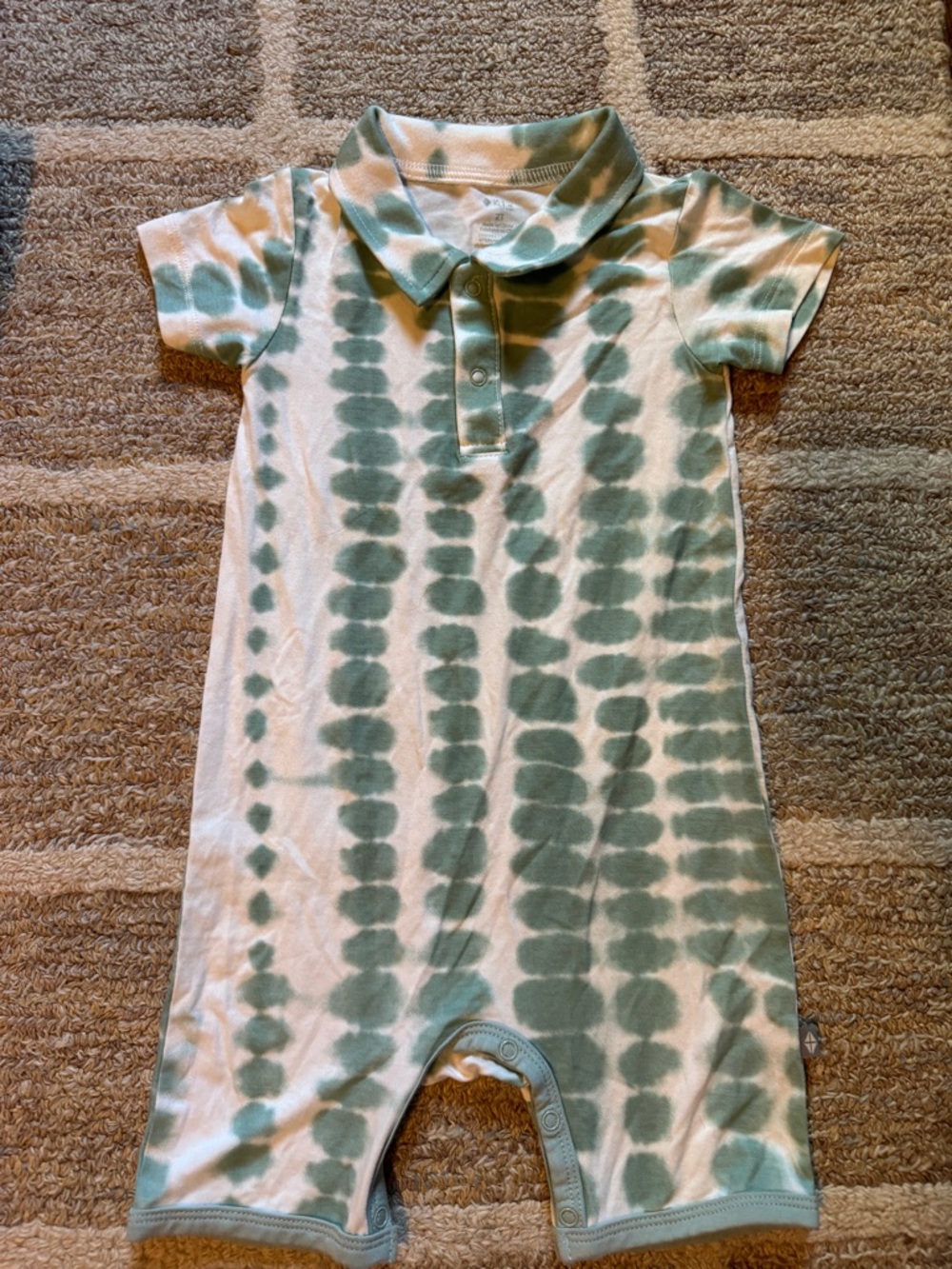 Tie-Dye Polo Romper in Sage Green for Kids